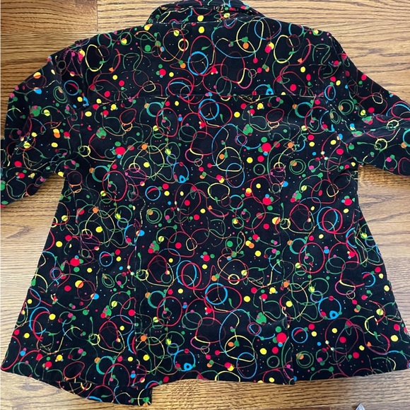 Vintage Christopher & Banks Stretch Splatter Corduroy Black Jacket Size Medium - Picture 6 of 8